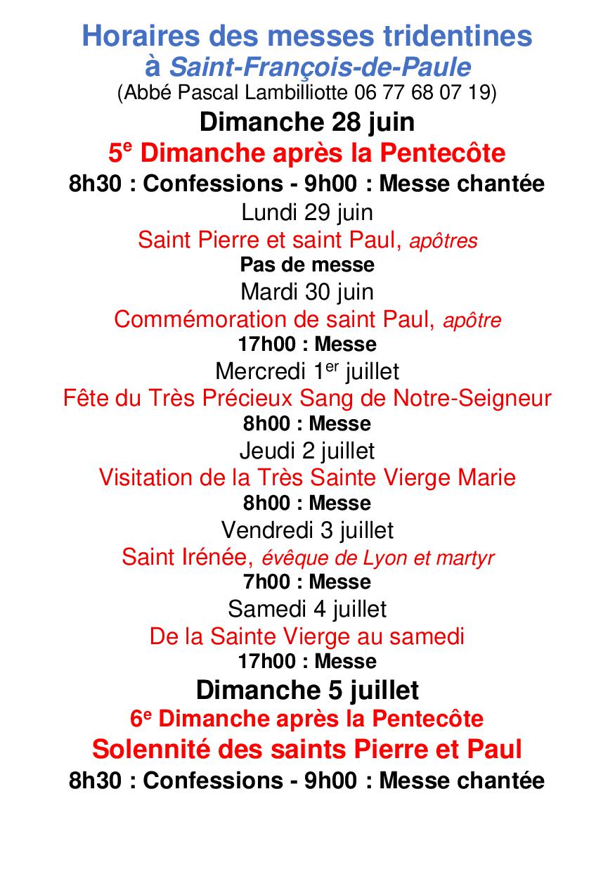 Semaine du 28 06