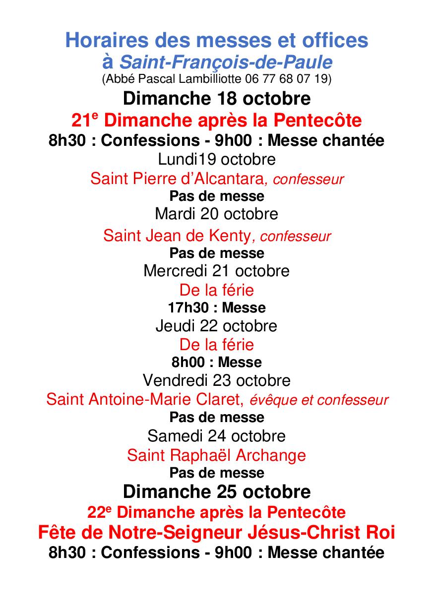 Agenda du 18 10 26