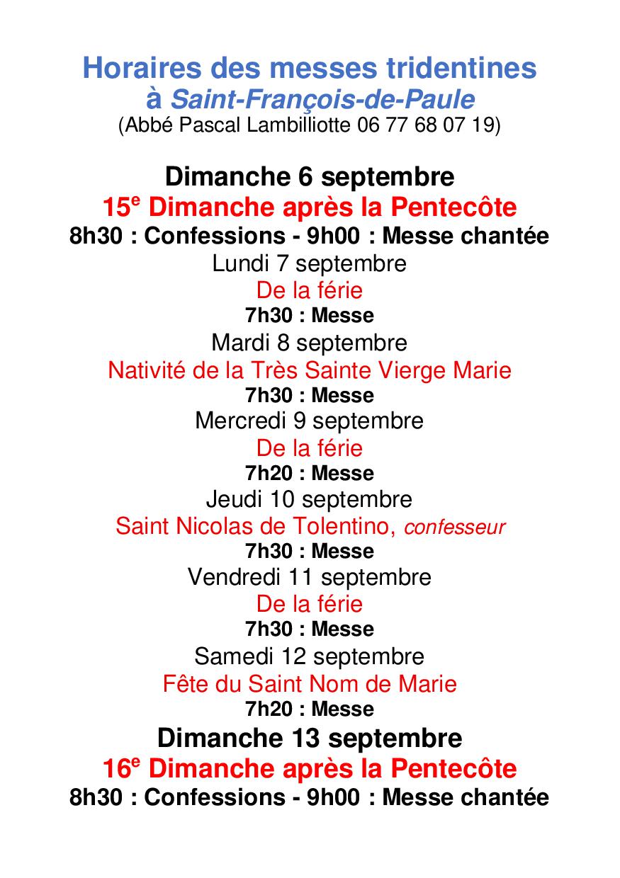 Agenda du 6 septembre 2026
